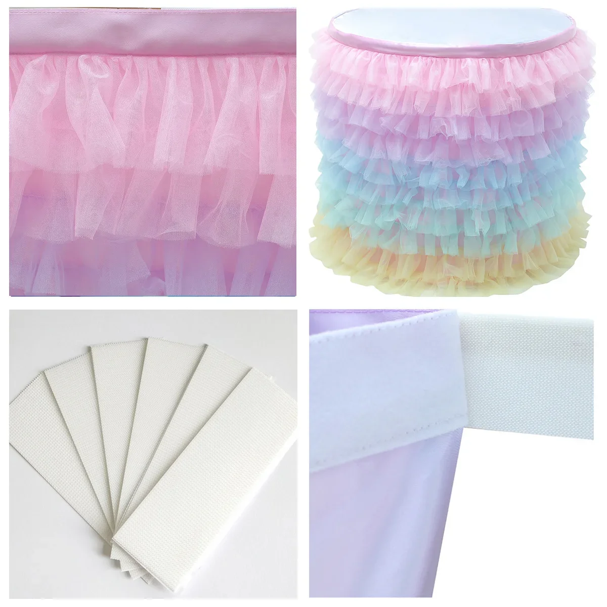 Multilayer Bright Tulle Table Skirt For Rectangle /Round Table, 6/9FT Cake Table Skirt For Birthday Wedding Banquet Decor