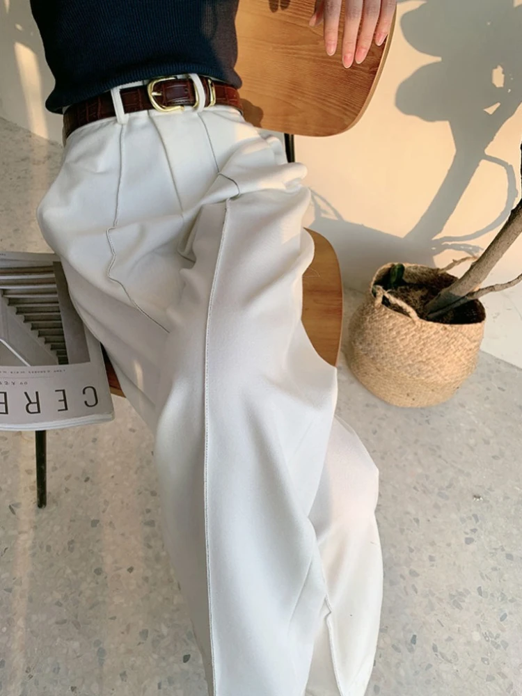 سراويل نسائية بخصر مرتفع بساق واسعة ، سراويل مستقيمة ، فضفاضة ، أحادية اللون ، أزياء كورية ، بدلة شارع نسائية ، الصيف 1 سراويل نسائية بخصر مرتفع بساق واسعة ، سراويل مستقيمة ، فضفاضة ، أحادية اللون ، أزياء كورية ، بدلة شارع نسائية ، الصيف 1