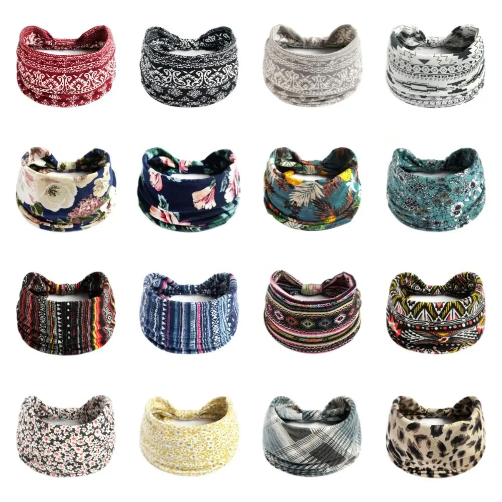 Bohemian Wide Knot Cotton Stretch Yoga Hairband
