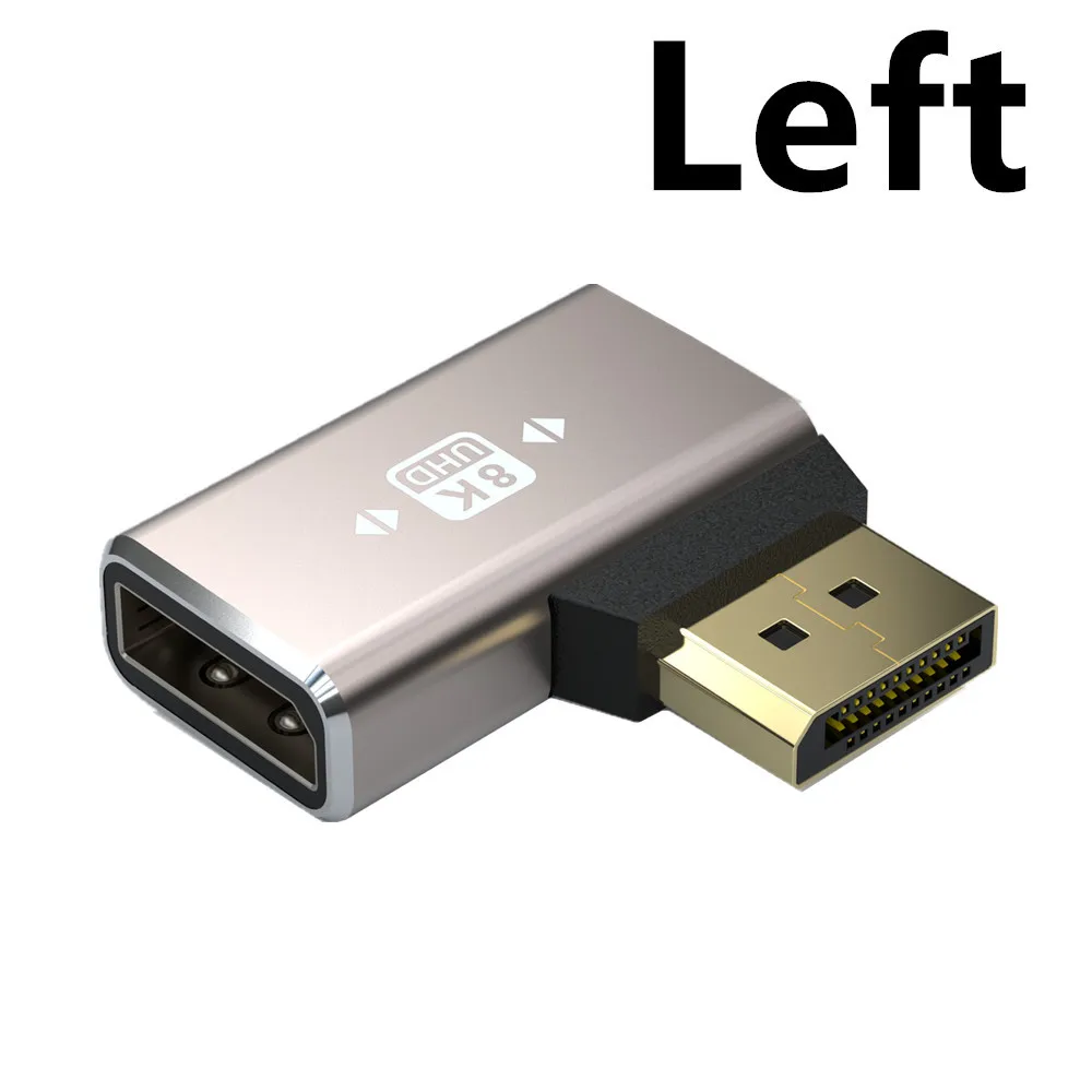 8K DisplayPort 1.4 Adapter Flat 90 Degree and 270 Degree Right Angle DP Male to Female Vertical Connector Converter DP L Shape