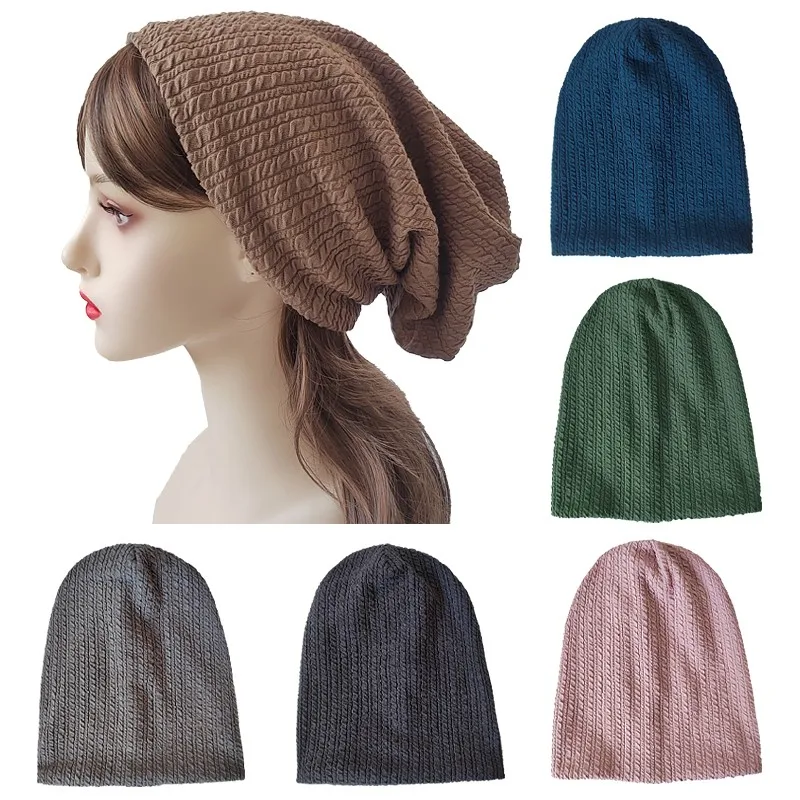 

Elegant Fashion Autumn Winter Beanie For Women Casual Soft Stripe Elastic Skullies Hat Outdoor Hip Hop Bonnet Plaid Caps