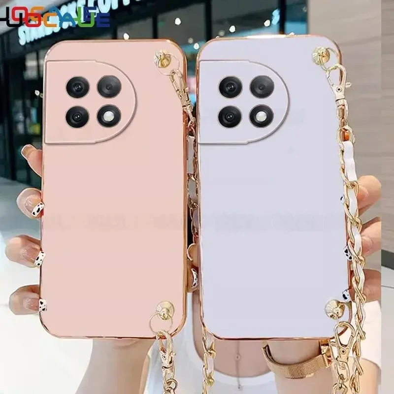 Chain Crossbody Leather Lanyard Bracelet Strap Plating Shockproof Soft Cover