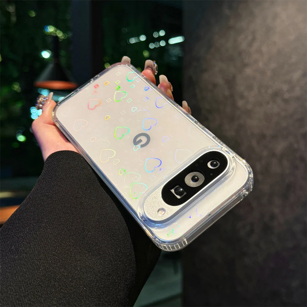 Elegant Laser Love Heart Ultrathin Transparent Shockproof Phone Case