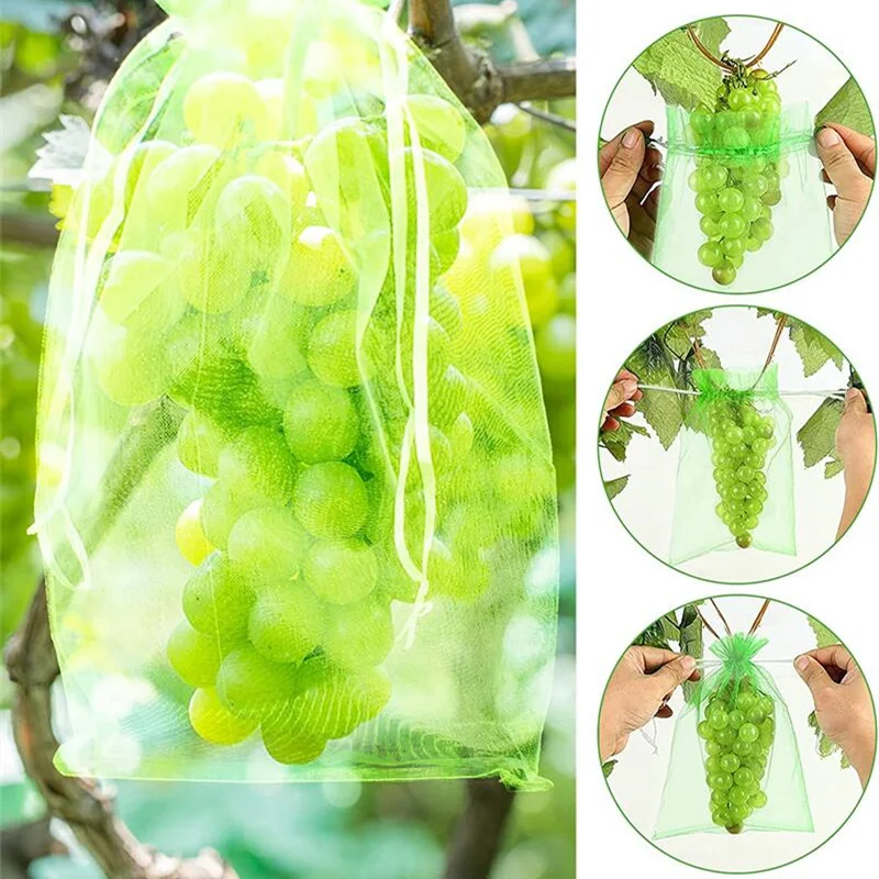 

20/50/100pcs Grape Protection Bag Grow Bag Mesh Fruit Pest Control Products Breathable Gauze Strawberry Seedling Bags Organza