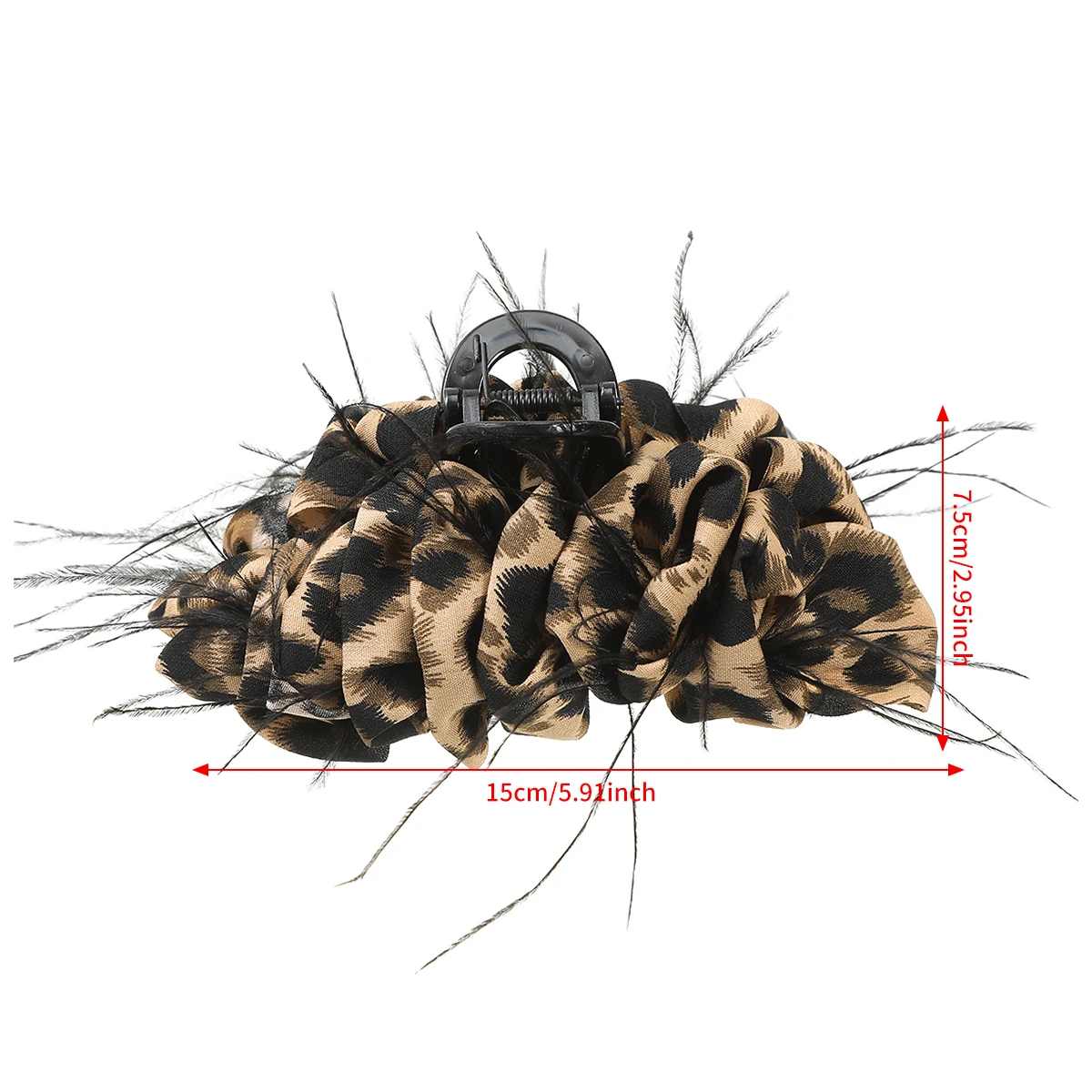 15CM Large Pleated Leopard Print Hair Claw Clip Hair Crabs Women Temperament Hairpin Barrette Party Ponytail Hair Claw Korean