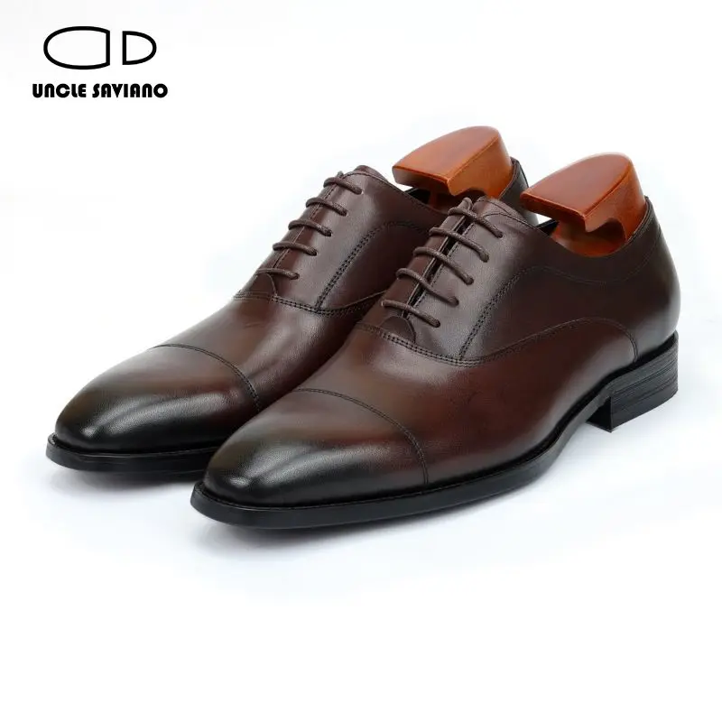 Uncle Saviano Oxford Men Dress Shoes Wedding Best Man Shoe Genuine Leather Handmade Designer Office Formal Shoes Men Original