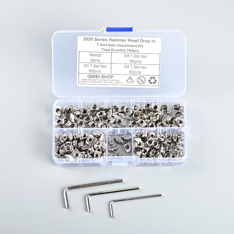 184pcs European standard T-nut block set aluminum profile accessories square slider nut