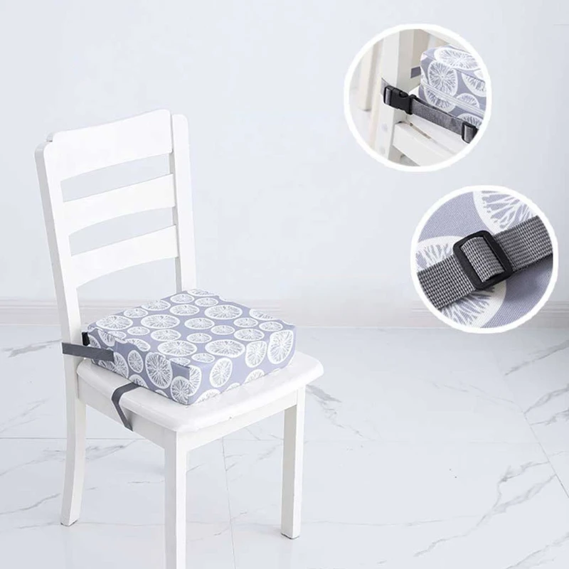 Adjustable Booster Seat Cushion For Kids - Washable, Thick Padding, Secure Straps For Dining Chairs & Tables
