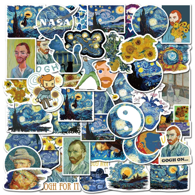 

40PCS Van Gogh art style literature and art Stickers DIY Travel Luggage Guitar Fridge Laptop Cool Graffiti Sticker Kid Decal