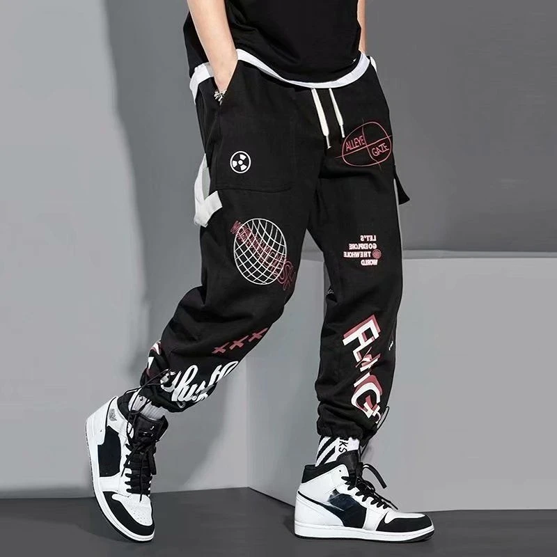 Men's Cargo Pants Y2k Harem Multi Pocket Trousers Loose New