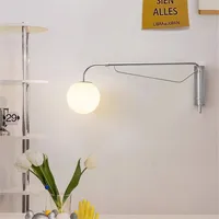 Bellman Plug In Wall Lamp LED Rocker Arm glass ball light for reading simple Living Room sofa Retractable Bedroom Bedside lamp 1