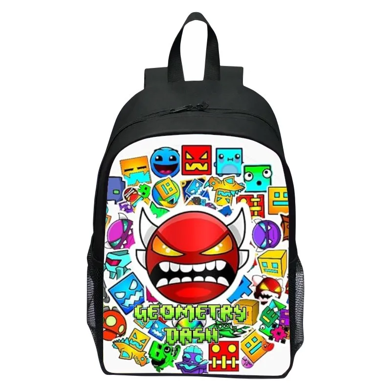 New Printed Geometry Dash Geometry Sprint Backpack for All Students, Cartoon Backpack for Men and Women 4