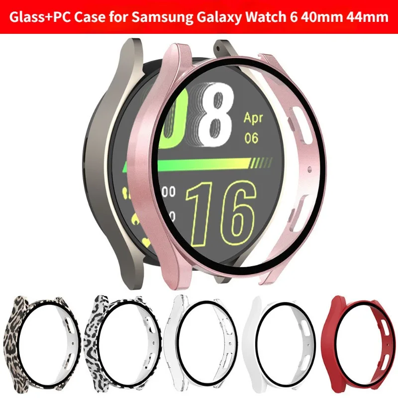 

Glass+PC Case for Samsung Galaxy Watch 6 40mm 44mm Accessorie Bumper Cover All-Around Screen Protector Galaxy Watch6 40 44MM