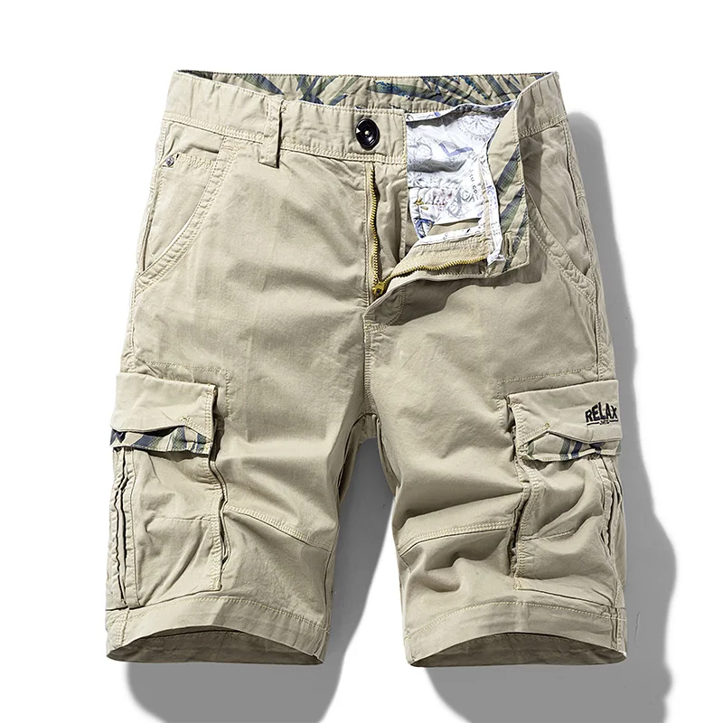 

Men's Multi Pockets Cargo Shorts Breathable Cotton Solid Tactical Shorts Summer Outdoor Hiking Military Cargo Shorts Male