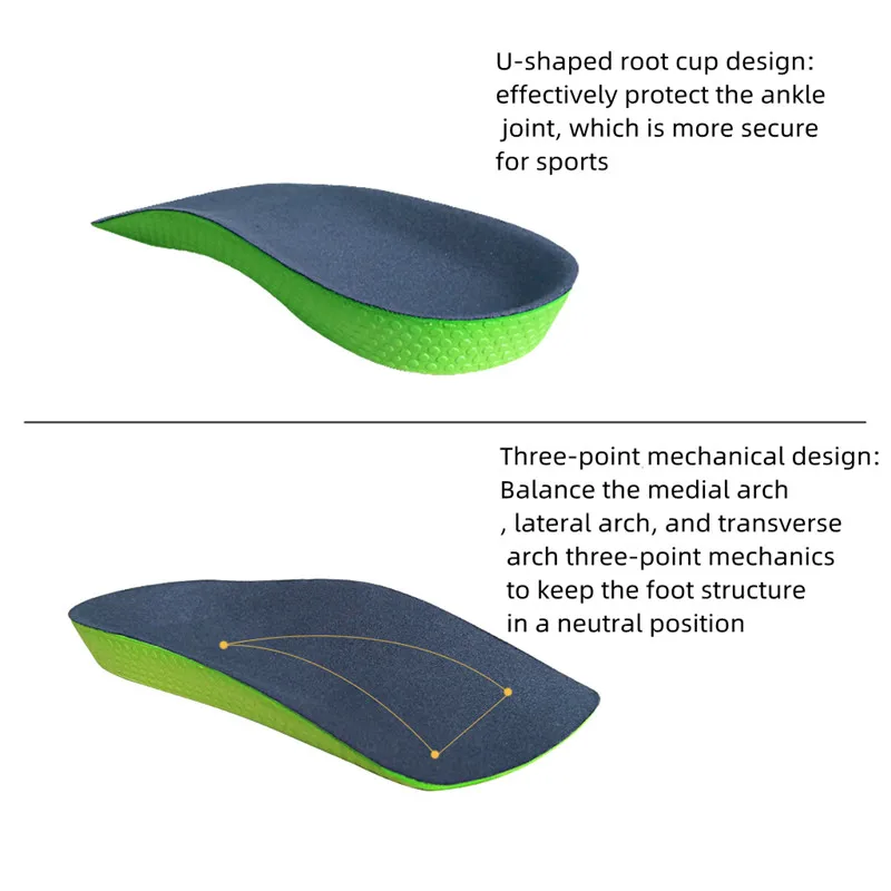 3/4 Orthopedic Insoles High Arch Supports Shoe Sole For Plantar Fasciitis,Flat Feet,Over-Pronation,Relief Heel Spur Pain