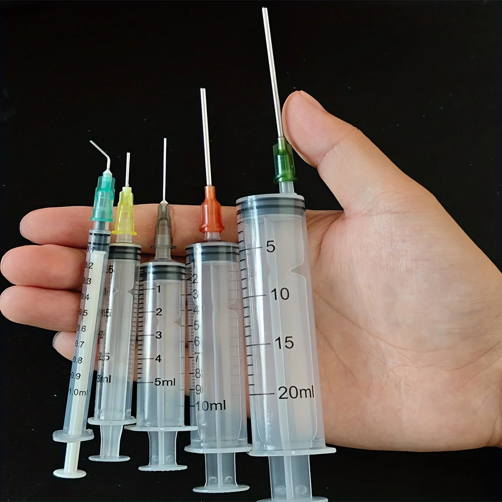 14-teiliges Spritzen-Set mit stumpfen Nadeln, verschiedene Größen: 1 ml, 3 ml, 5 ml, 10 ml, 20 ml, 60 ml, Kunststoff, zum Nachfüllen, Messen, für wissenschaftliche Zwecke – Detail 2