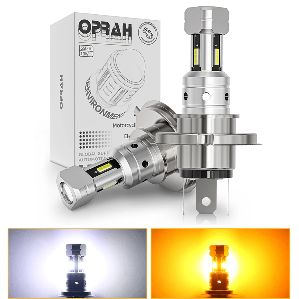 

Oprah LED Motorcycle Scooter LED Headlight Bulbs H4 H6 BA20D P15D Lights With Lens CSP 1860SMD ATV Accessories Car Fog Lamp 12V