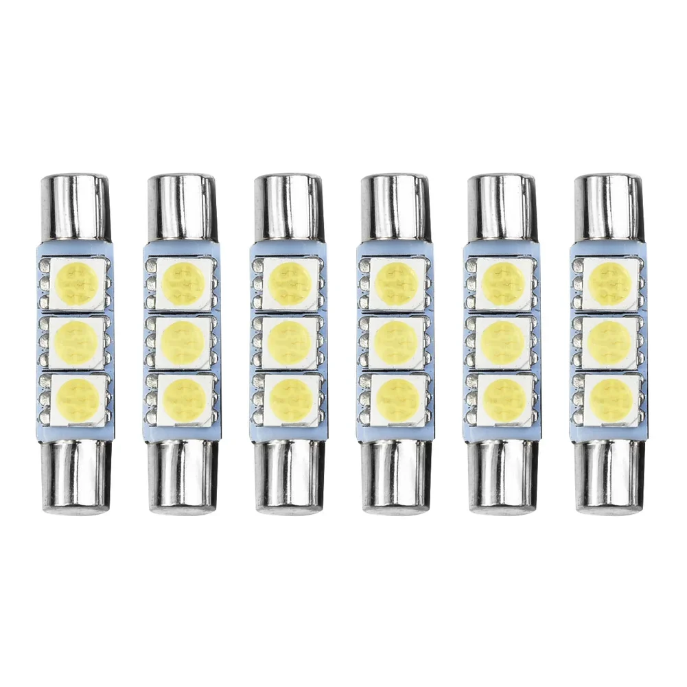 5050 3-SMD LED 전구, 선바이저 메이크업 미러 퓨즈 라이트, 매우 밝은 LED F30-WHP 6614F 6615F 6614 베이스 LED 전구, 29mm, 6 개