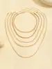 Colliers en chaîne de perles tressées simples, ton or, ensemble de colliers avec pendentif superposé pour femmes, usage quotidien et de fête, 5 pièces/ensemble