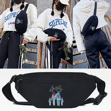 

A Family of Four Print Waist Bag Harajuku Style Ladies Student Canvas Bag Fashion Shoulder Bag Mini Messenger Bag Handbag Purse