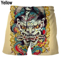 Summer Japanese Tattoo Mask Pattern 3D Print Beach Shorts Men Women Casual Trunks Surfing Board Shorts Swimwear Kids Clothing 1