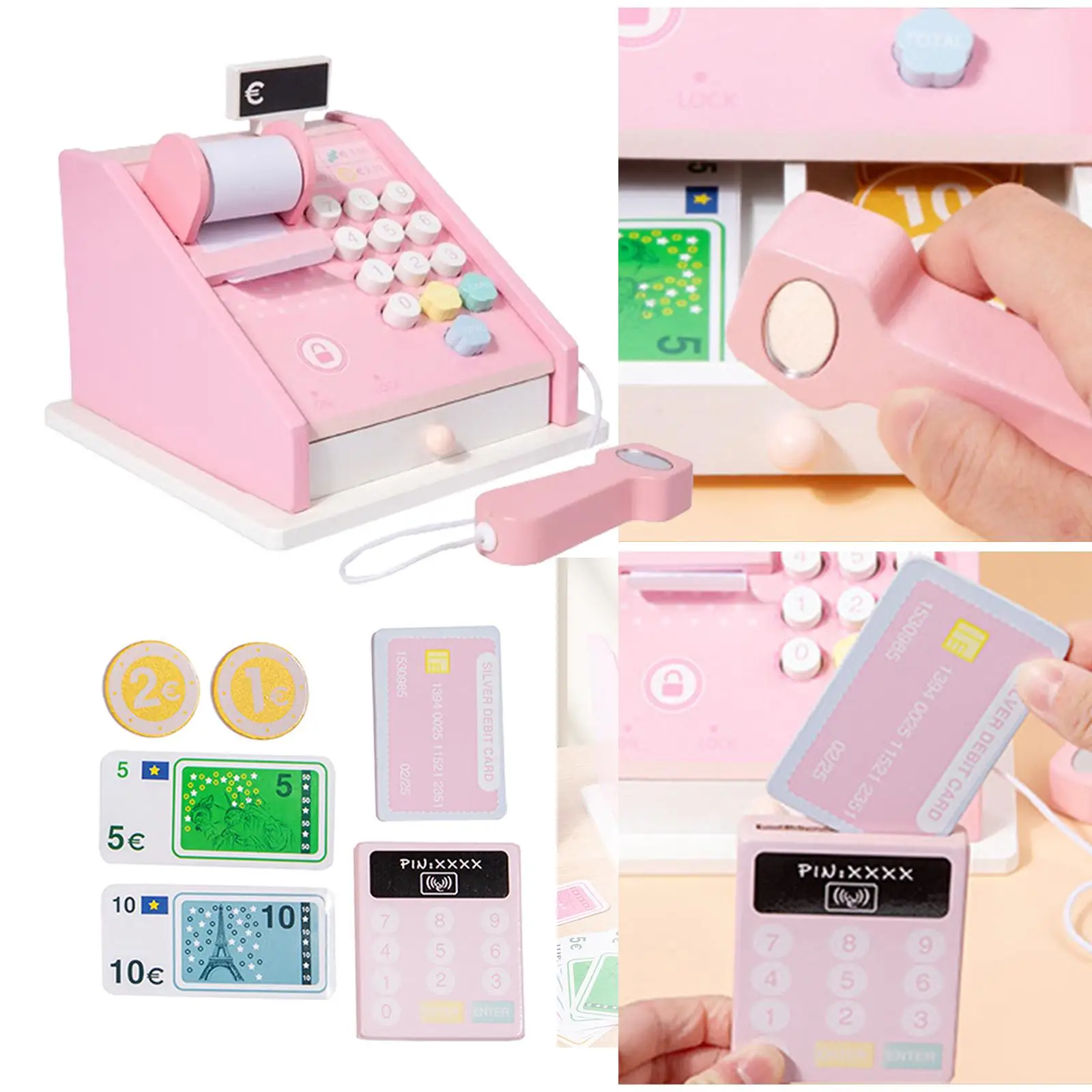 

Cash Register Toy Scanner and Credit Card for Girls Boys Preschool Age 3-7