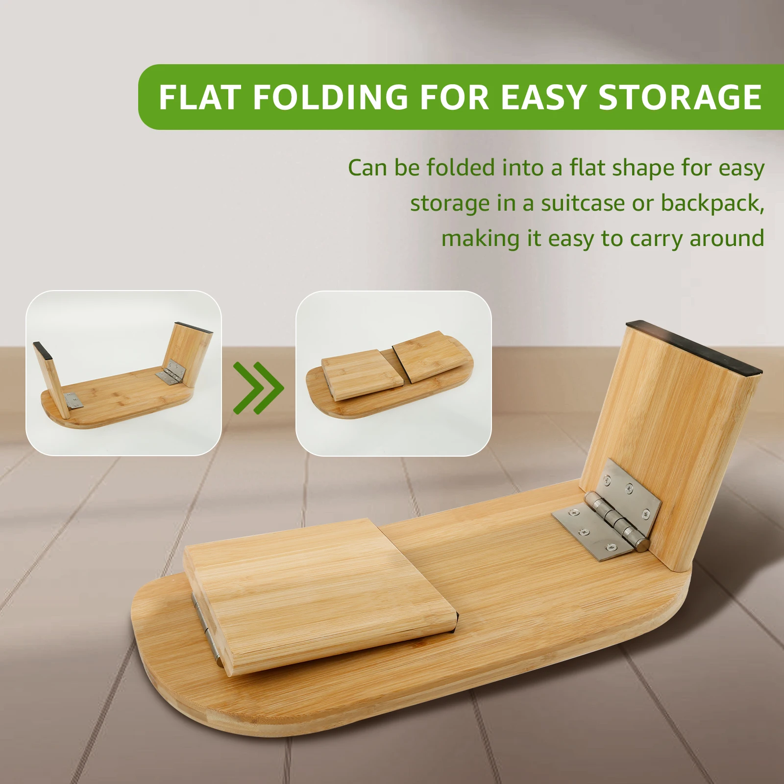 Portable Yoga Bench Folding Bamboo Kneeling Stool with Cotton Cushion Ergonomic Sitting Practice Prayer Bench Meditation Stool