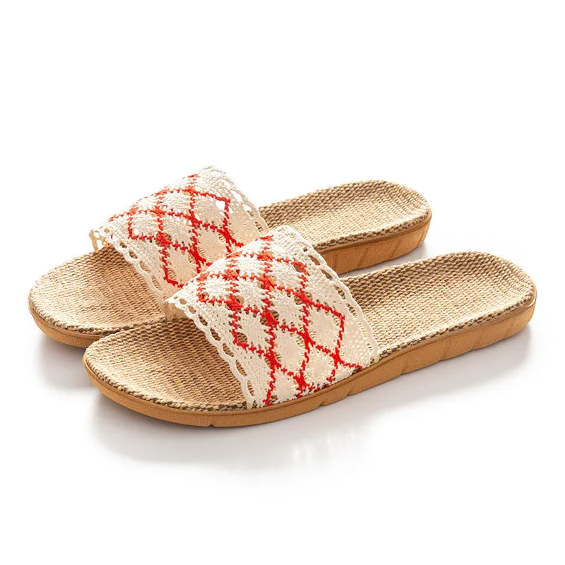 

Suihyung/Летняя домашняя обувь для девочек; Дышащие льняные тапочки с кружевным ремешком; Женские шлепанцы на платформе; Женские вьетнамки из льна