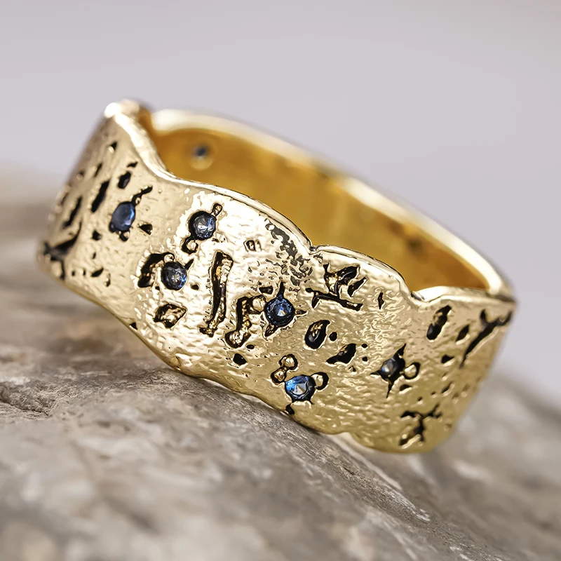 Huitan Chic Irregularity Gold Color Rings