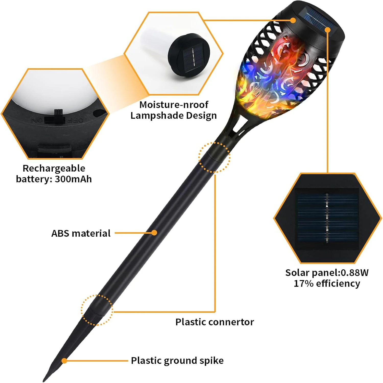 Solar Torch Lights 2/4/6/8/12 Pack with Colorful Flickering Flame Light Waterpro