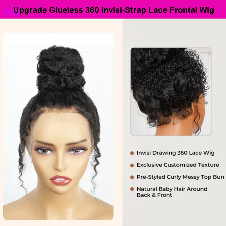 Snug Fit 360 Invisible Strap Lace Frontal Wig Deep Wave Glueless Wig Human Hair Ready to Wear Pre Cut HD 360 Lace Wigs lace front wig human hair wigs 360 lace wig