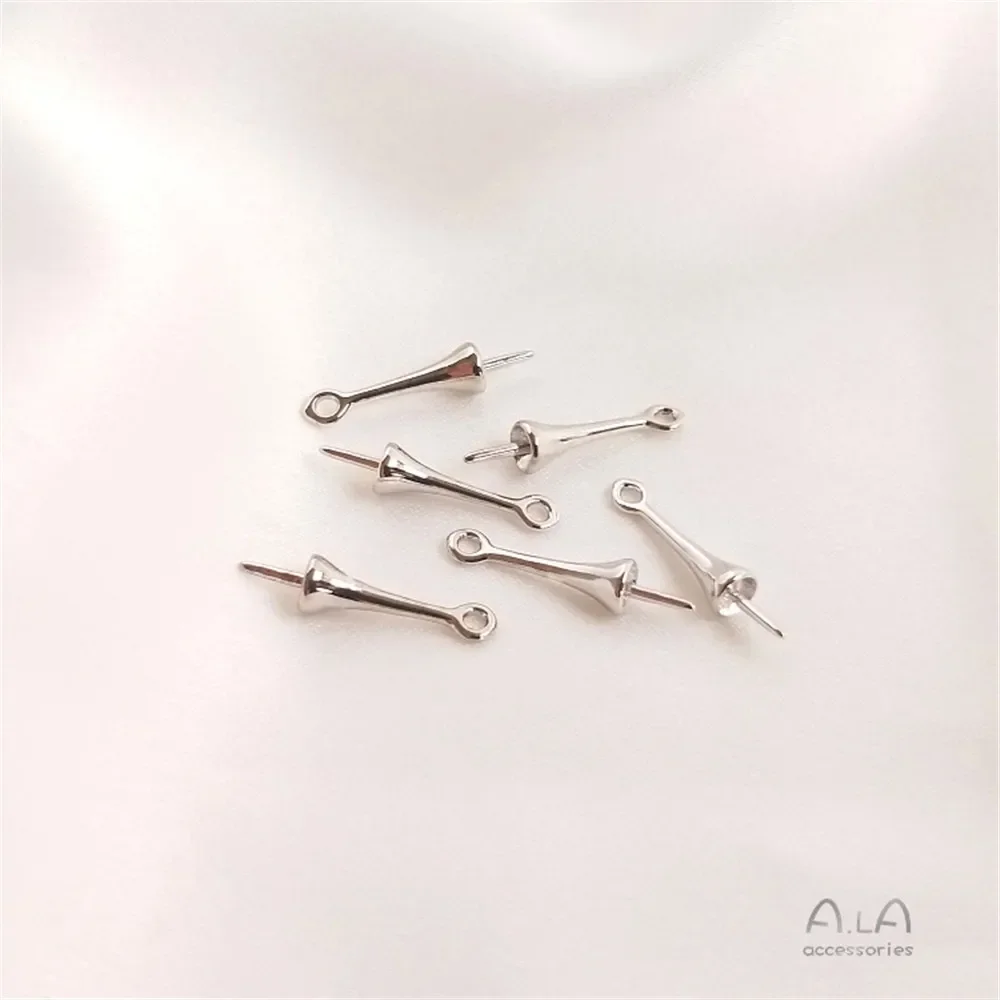 걸이식 하프 홀이 있는 구리 도금 금, 옥 크리스탈 진주 거치대, DIY 수제 헤드피스 귀걸이, 걸이식 펜던트 거치대, C068