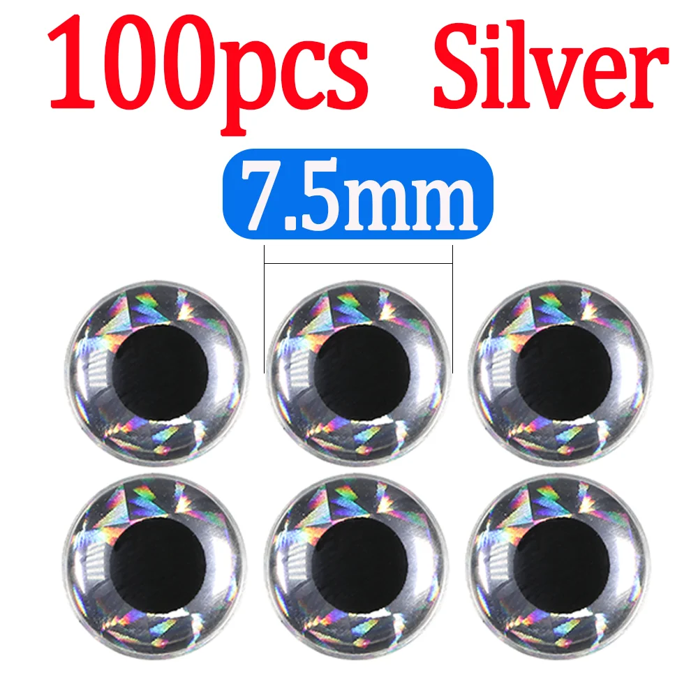 100pcs Silver 7.5mm