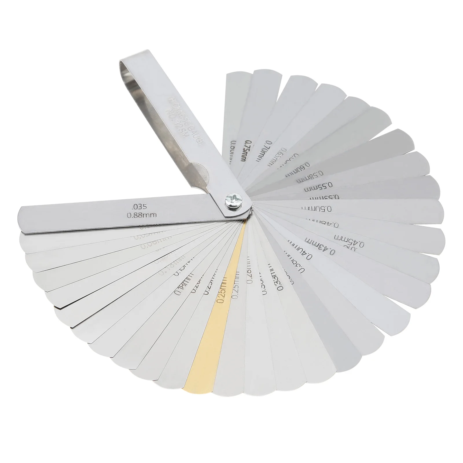 32 Blades Feeler Gauge Metric Gap Filler Gauge 0.04-0.88mm Stainless Steel High Precision Thickness Measurement Tool feeler gauge