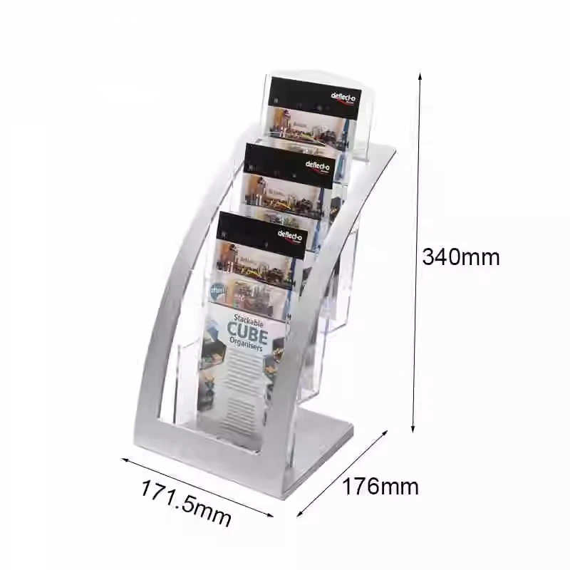 A4 European Style 3-Tier Acrylic Display Stand Desktop Magazine Rack Brochure Holder Office File Organizer Hotel Furniture FYMR