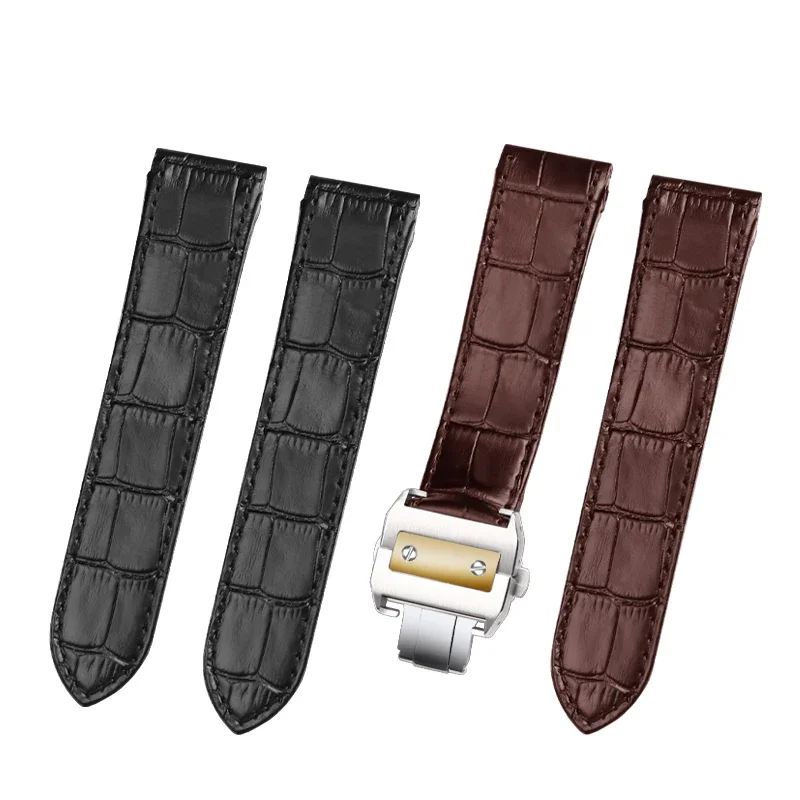 

Genuine Leather watch strap For cartier Santos Santos 100 men's and women's leather Watchband 20mm 23mm