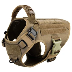 Tactical Large Dog Harness and Leash Set for Training and Outdoor Adventures (Brown Harness)