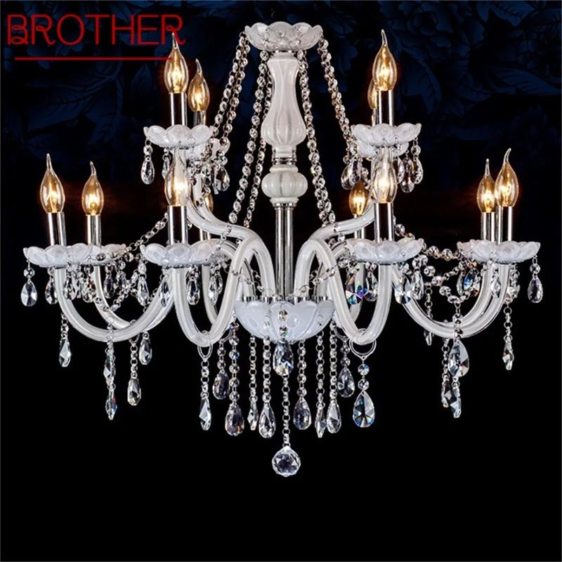 

BROTHER European Style Chandelier LED White Pendant Lamps Crystal Candle Luxury Lights Modern Fixtures for Home Hotel Hall