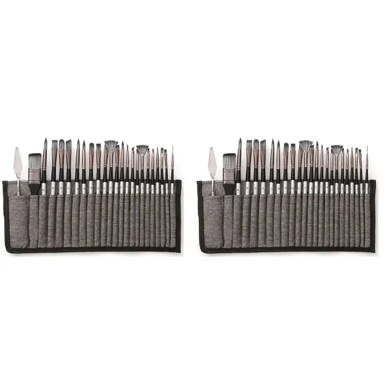 Set 10 Pennelli Nylon Per Dettagli: Linea Sottile, Pittura Acrilica E Olio, Manico Lungo In Legno, Misure 0-9
