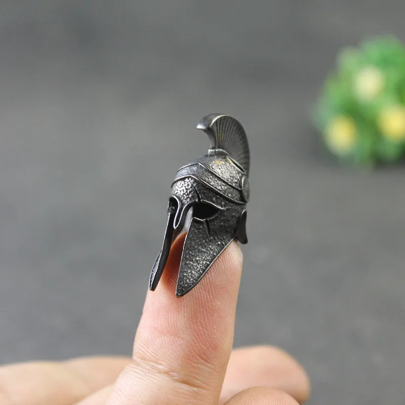 black Ancient Greece Spartan Warrior Scar Helmet Umbrella Rope