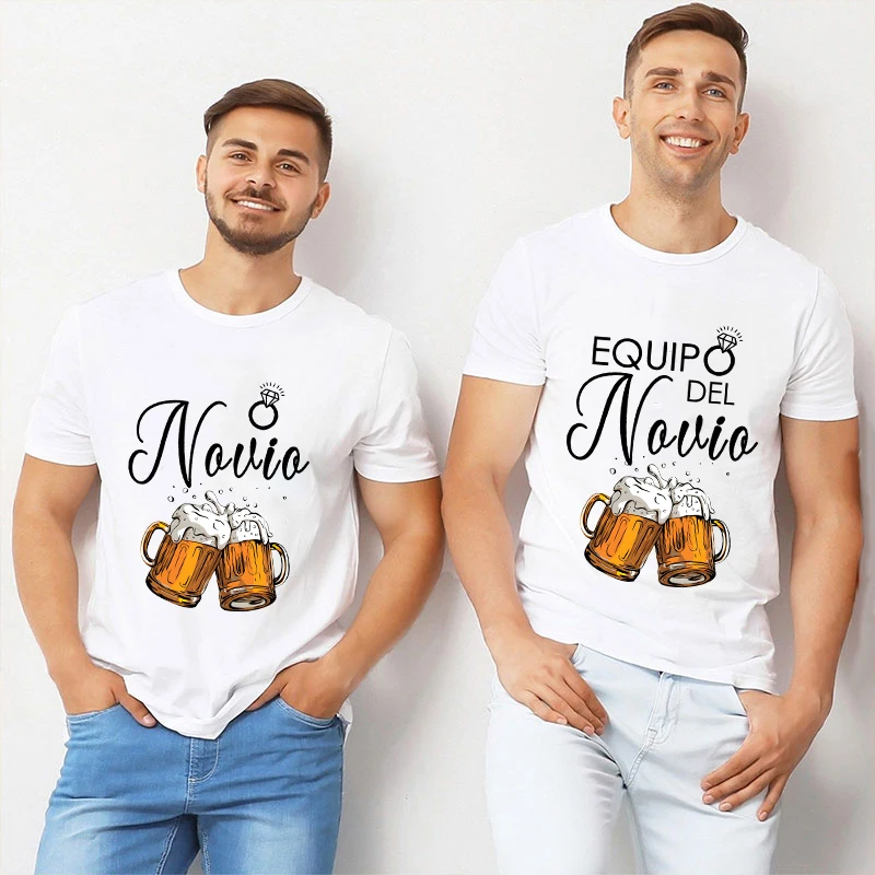 

Spanish Father's Day Beer Graphic Tops Evg Team Groom Man Tshirt Wedding Tees Boyfriend Single Farewell Bachelor Party T Shirt