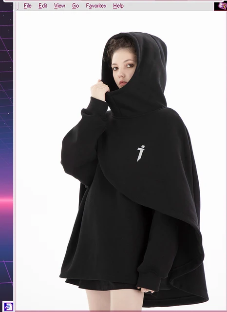 ARENS Fashion Cloak Hoodies Men Techwear Streetwear Hoodie Pullovers Black  Gray Darkwear Oversized High Collar Sweatshirt Unisex - AliExpress