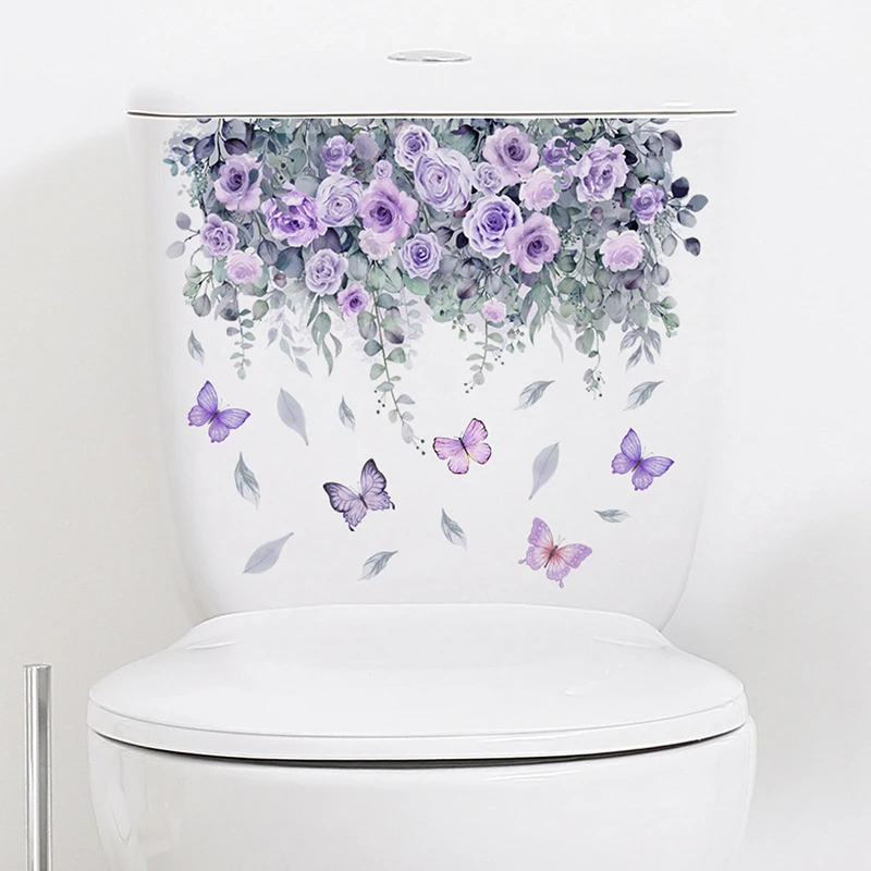 Adesivi Per Water Foglie E Fiori - Decorazione Bagno Rimovibile