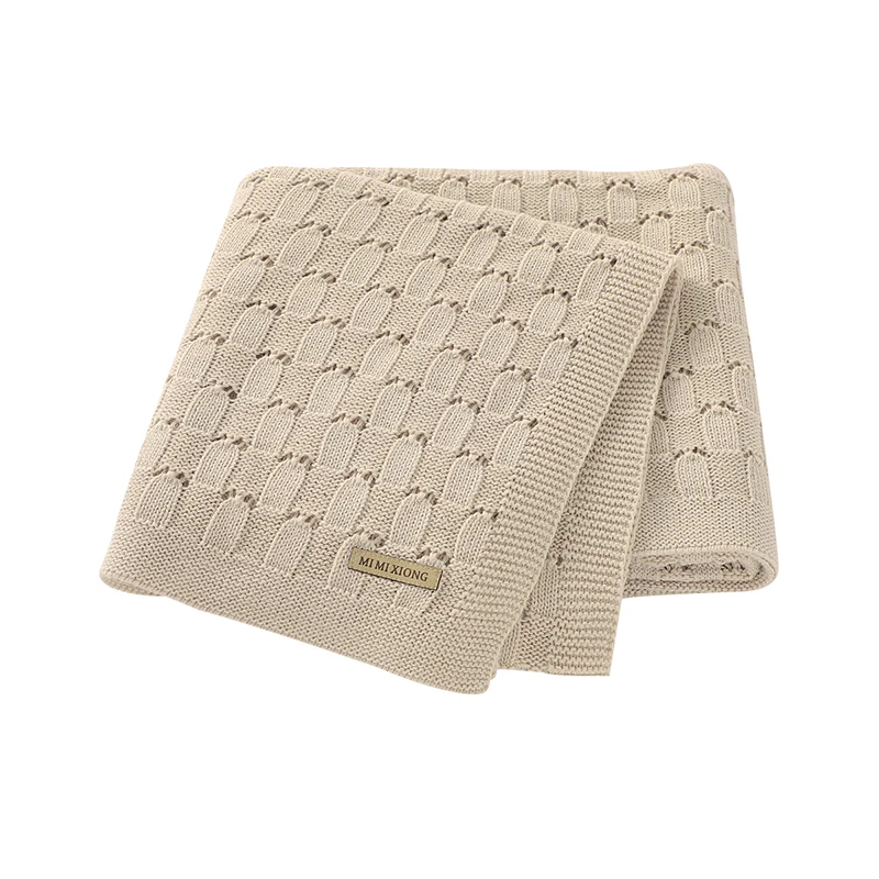 Baby Blankets Plaid 100*80cm Knit Newborn Infant Boy Girl Solid Color Stroller Swaddle Wrap Soft Comfortable Toddler Cotton Mats