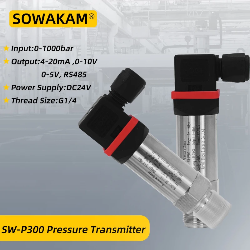 Pressure Sensor SW-P300 Pressure Transmitter -1-0-1000bar Measurment 4-20ma Output For Water Tank Oil Gas G 1/4 Connector