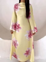 Femmes arabe Eid musulman dubaï Abaya Robe de luxe mode fleur imprimé Robe longue caftan Robe Femme africain Islam vêtements Kebaya 3