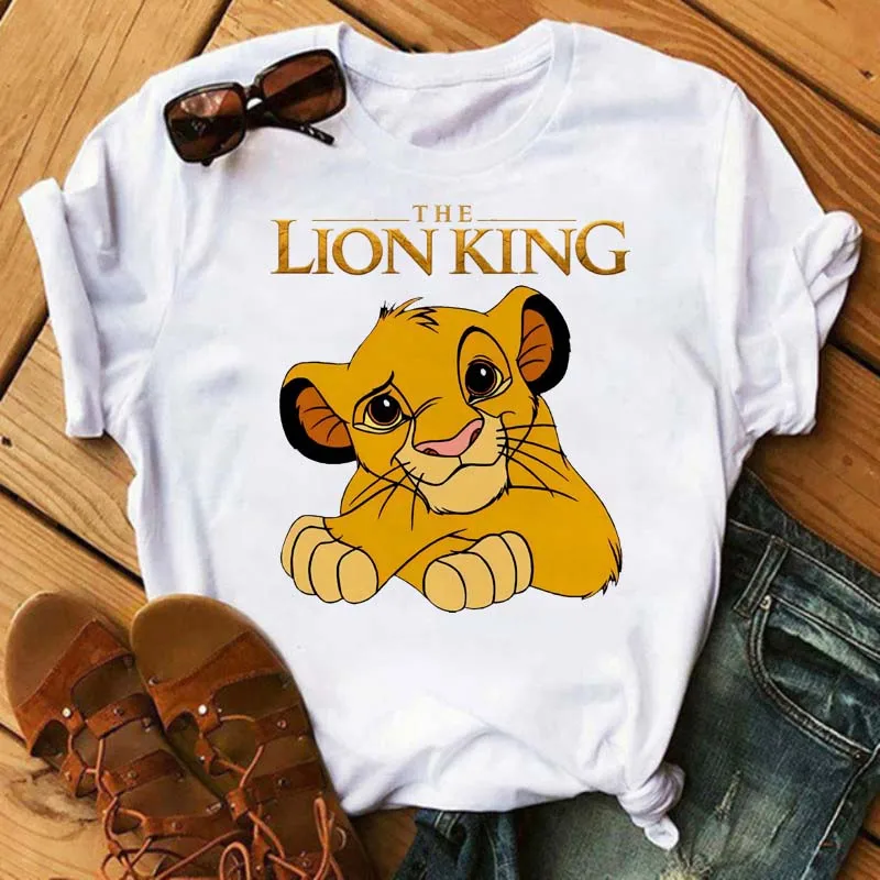 Disney Cartoon Top Hakuna Matata Cute Women T Shirt Harajuku Anni '90 Ullzang The Lion King T-Shirt Graphic Kids 2024 Summer Camicetta