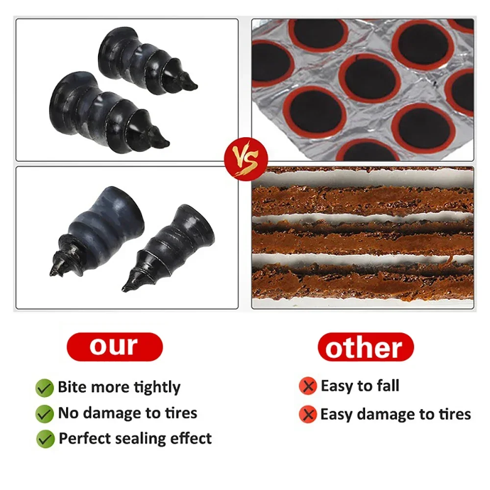 Rubber Tire Repair Nails for Tubeless Tires Black Universal Car Tool
