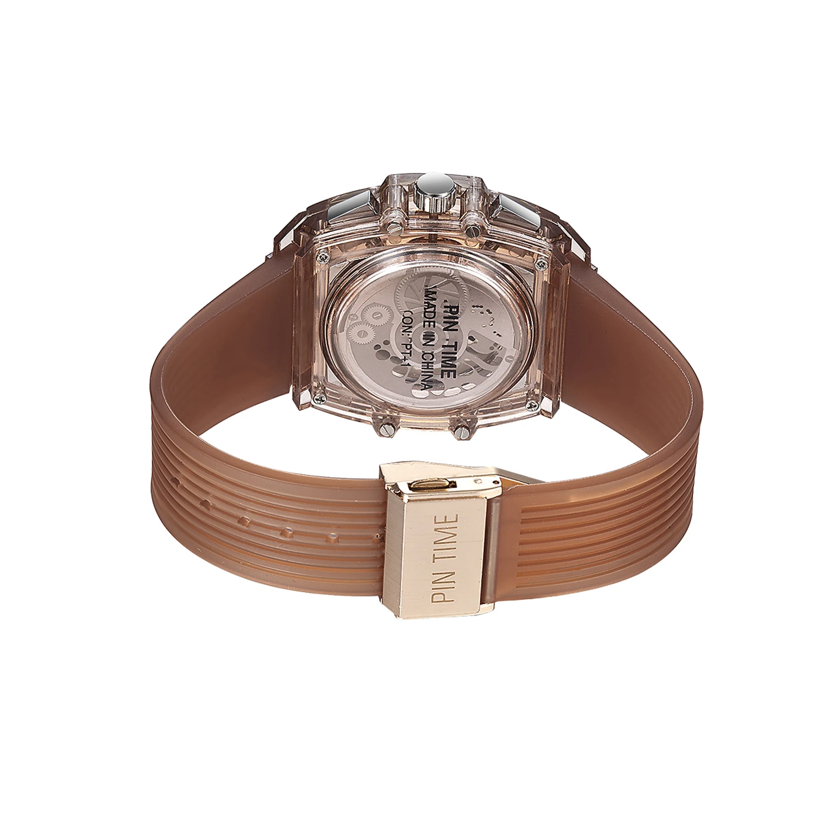 PINTIME Sport Men's Watches Waterproof Quartz Wristwatch Hollow Dial Rubber Band Luminous Calendar  Clock Male Reloj Hombre Gift