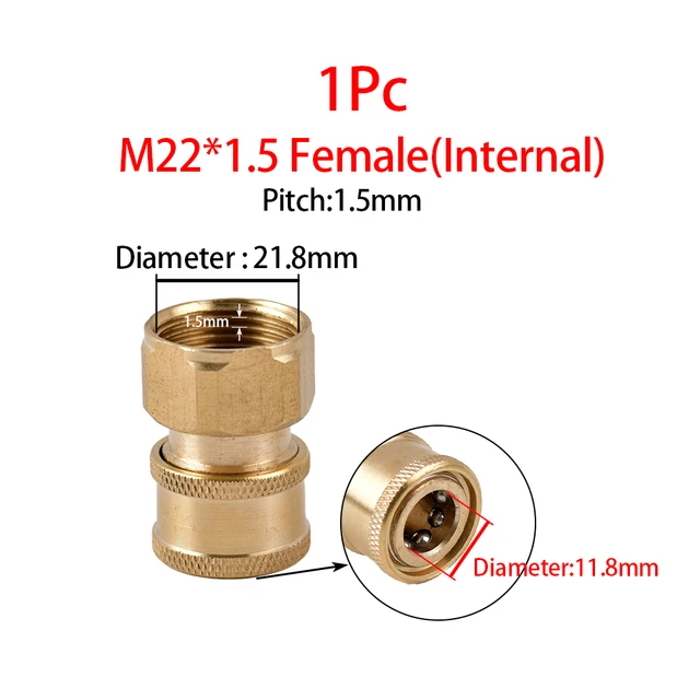 Magasnyomású Mosó M22 Adapter Gyors Csatlakozó Gyorskioldó Illesztés Power Washer Csatlakozás - Image 3